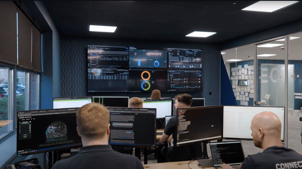 Protos Team in SOC room on computers